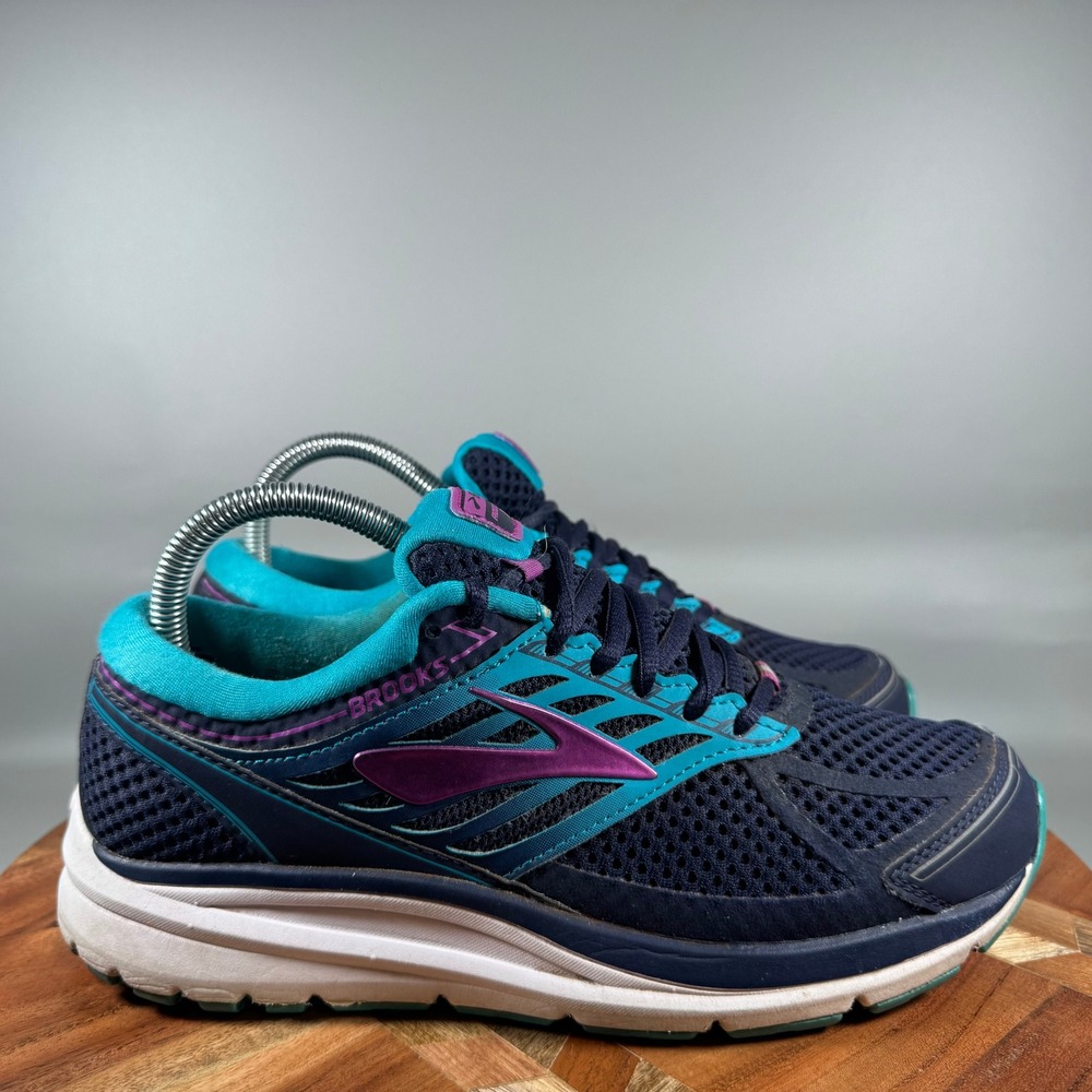 Brooks Addiction 13 Womens 8.5 Navy Blue Pink Running Shoes 1202531B456